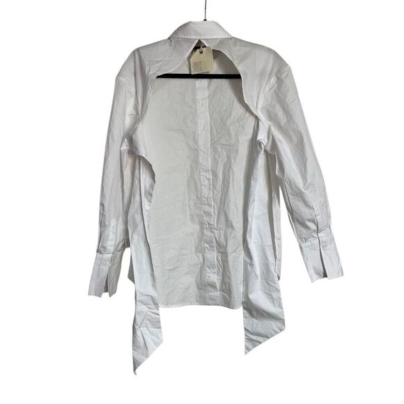 SER.O.YA Revolve Top Womens Size XS White Mel Poplin Button Down Tie Open Back - Picture 3 of 13